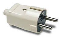 FAMATEL 1101 Clavija 10-16A-250V diámetro 4,8 con TT lateral de color blanco