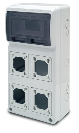 FAMATEL 3961 Caja envolvente pretroquelada 8 módulos para 4 mecanismos IP65