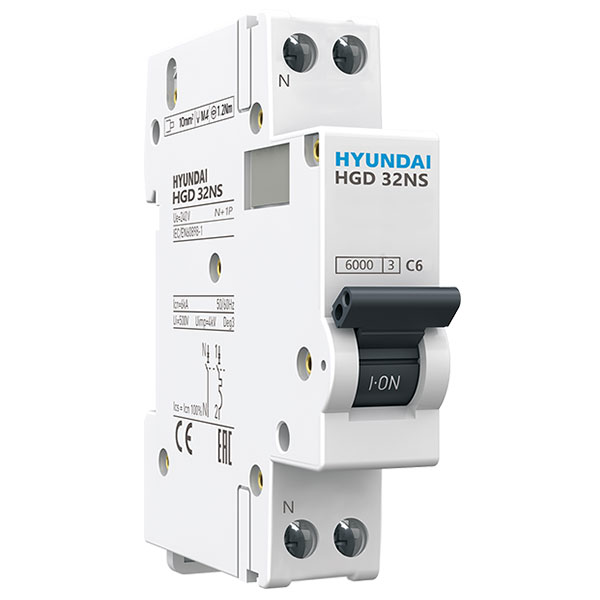 HYUNDAI HGD32-NSN1010C MAGNETOTERMICO DPN HGD 1P+N 10A 6kA C STD.