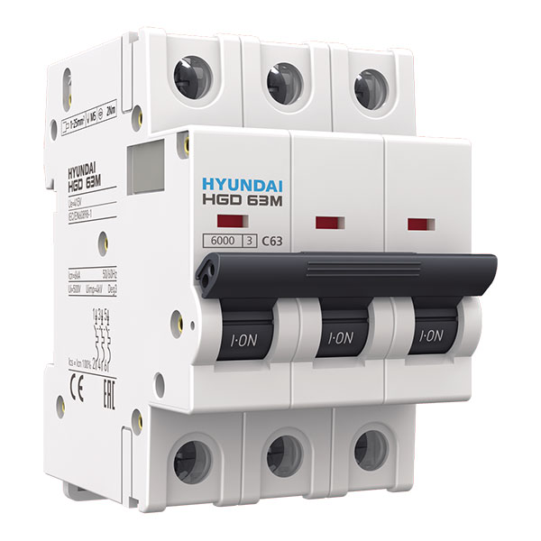 HYUNDAI HGD63-M3P010C MAGNETOTERMICO HGD 3P 10A 6kA C STD.