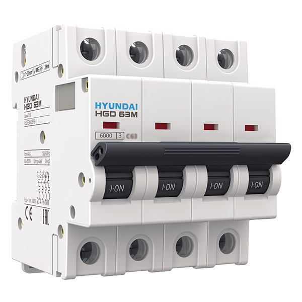 HYUNDAI HGD63-M4P010C MAGNETOTERMICO HGD 4P 10A 6kA C STD.