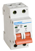 HYUNDAI HIBD63-N1N020C INTERRUPTOR AUTOMATICO HIBD63-N CURVA-C 1 POLO+NEUTRO 6kA 20A
