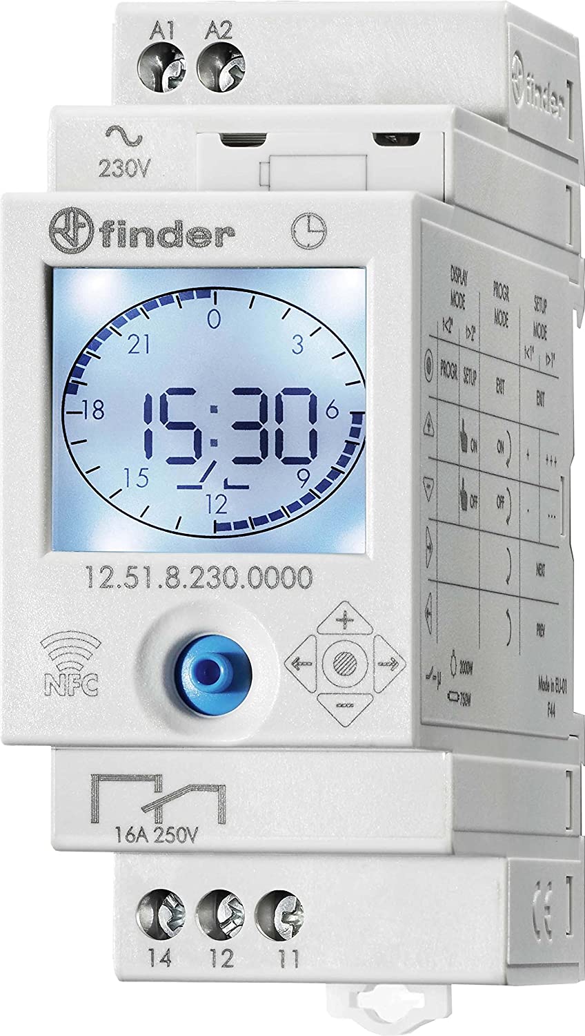 FINDER 125182300000 INTERRUPTOR HORARIO SEMANAL SERIE 12 1 CONTACTO 16A 230V
