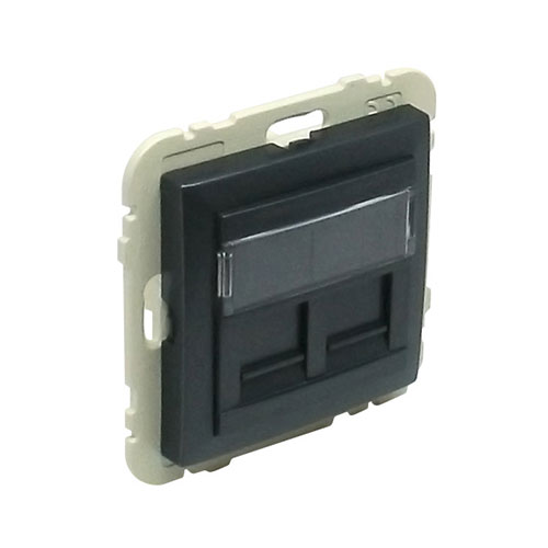EFAPEL 90442 SIS TAPA SOPORTE PARA 2 CONECTOR RJ45 LOGUS GRIS
