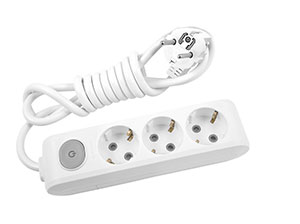 REGLETA 3 TOMAS + PULSADOR CABLE 3G1.5 3 MTS CON SOPORTE PARED BLANCO -  Rovia Suministros Electricos SL