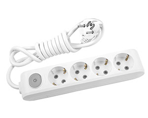 PANASONIC WLTA0443-2WH REGLETA 4 TOMAS + PULSADOR CABLE 3G1.5  3 MTS CON SOPORTE PARED BLANCO