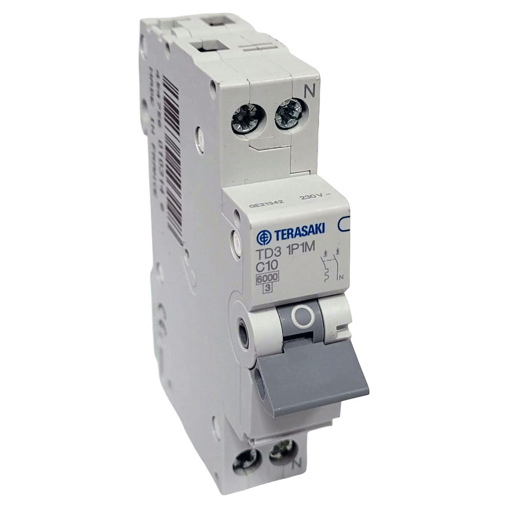 TERASAKI 103148 INTERRUPTOR AUTOMATICO DPN TD3 1P+N 10A 6kA C 1M