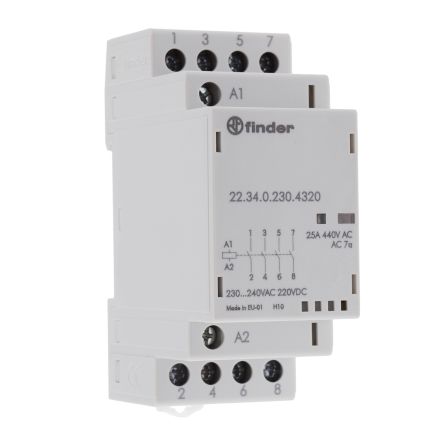 FINDER 223402304320 CONTACTOR MODULAR 4NA 230V AGNI INDICADOR + LED
